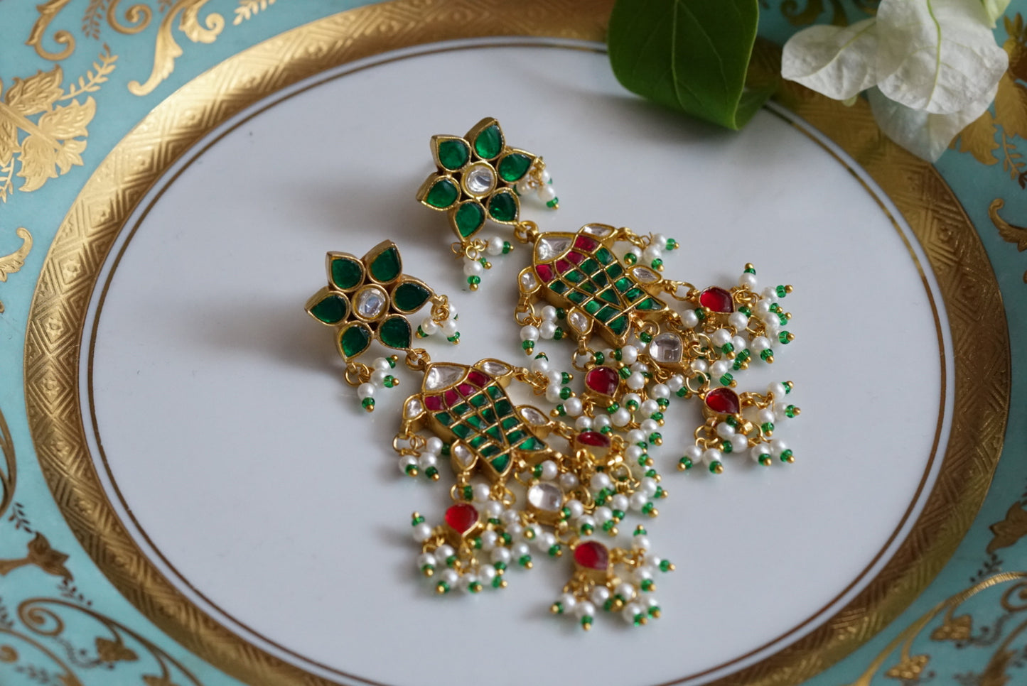 Kundan fish earring (1-3773)(R)(PREORDER) - JEWELSTYLE