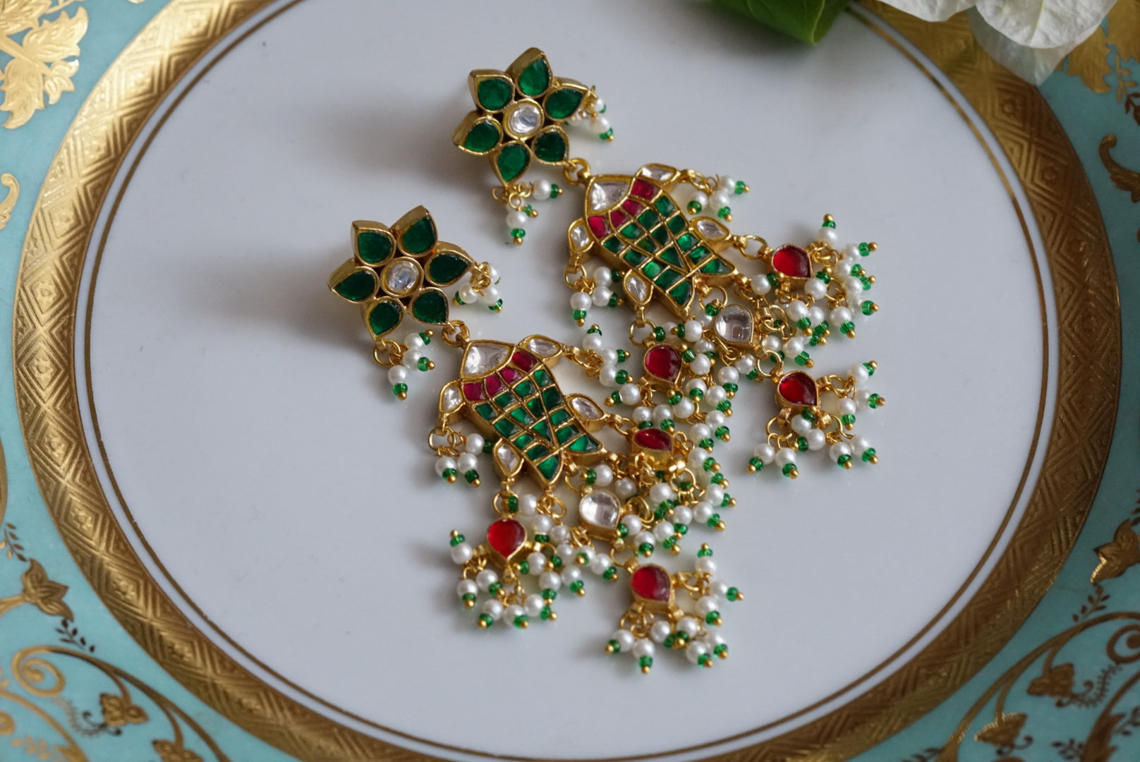 Kundan fish earring (1-3773)(R)(PREORDER) - JEWELSTYLE