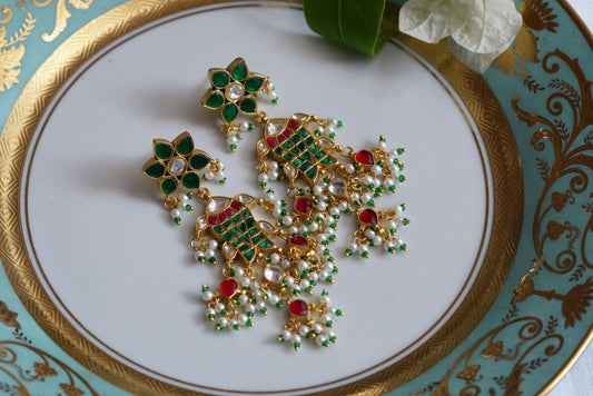 Kundan fish earring (1-3773)(R)(PREORDER) - JEWELSTYLE