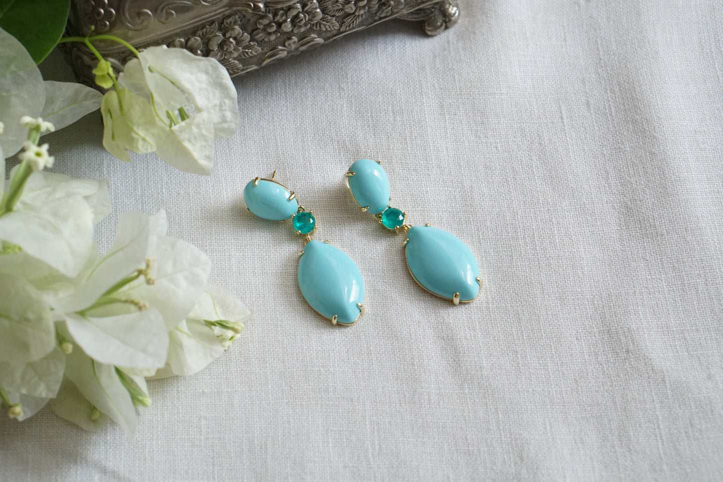 Turquoise stone Earrings (1-5482)(EX)(from turkey)