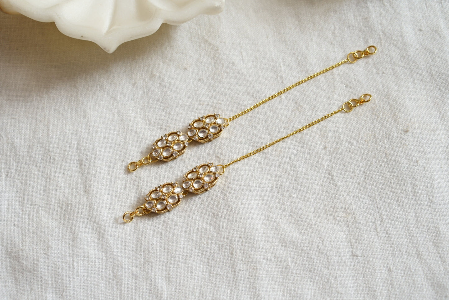 White  polki Earchain (9-153) - JEWELSTYLE
