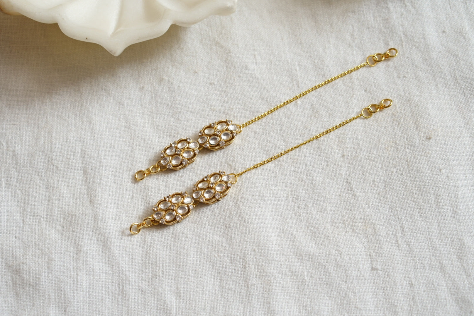 White  polki Earchain (9-153) - JEWELSTYLE