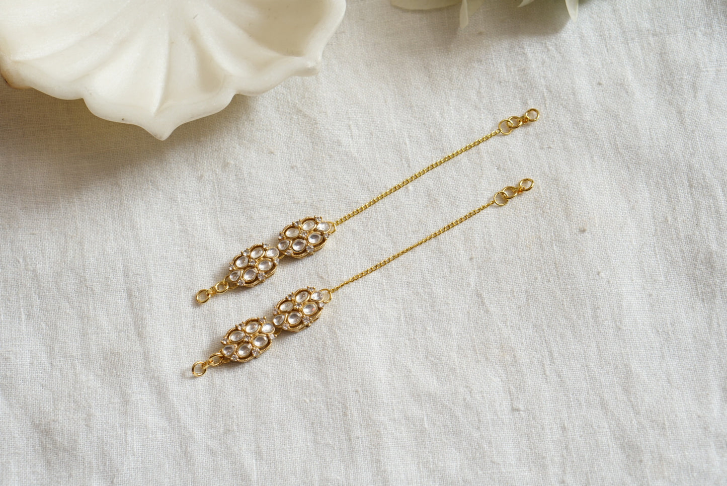 White  polki Earchain (9-153) - JEWELSTYLE