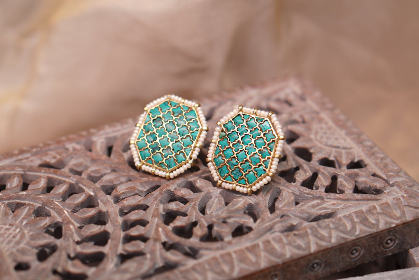 Turquoise Kundan Studs (1-5029)(A)