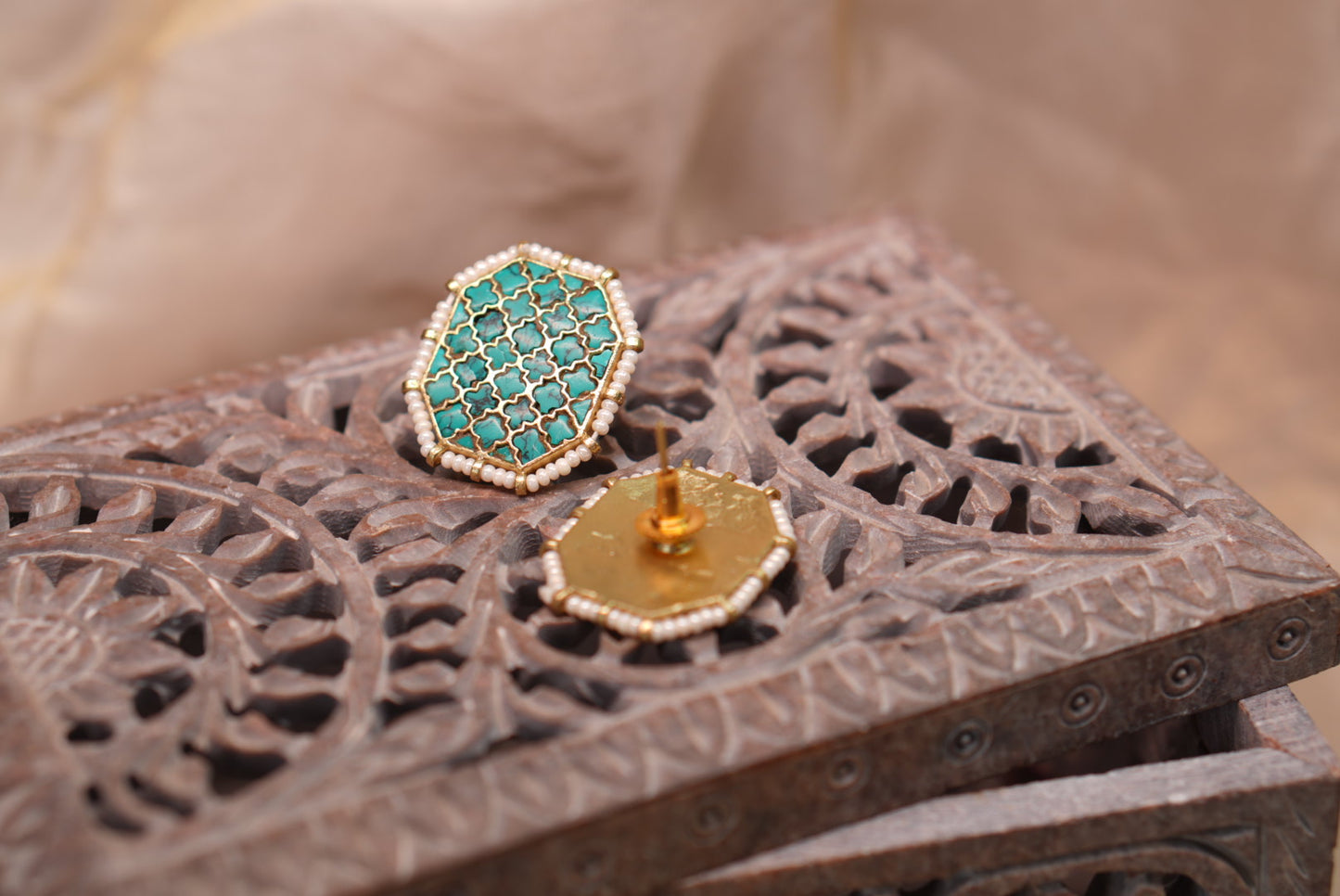 Turquoise Kundan Studs (1-5029)(A)