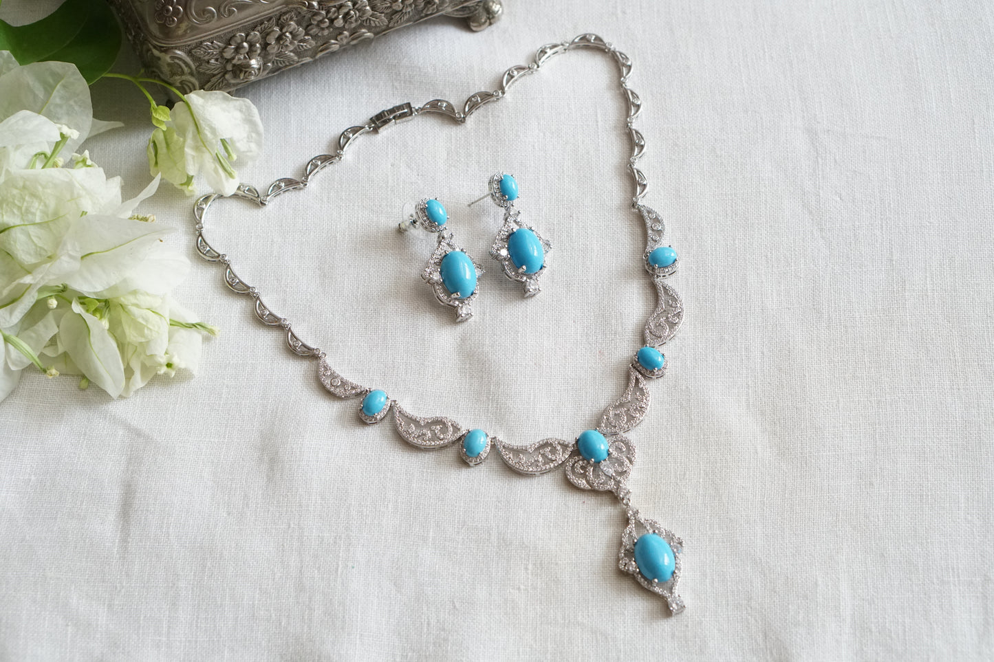 Turquoise stone necklace Set (4-9521)(EX)(from turkey)