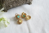 Mint & Yellow polki studs (1-5486)(KOL)