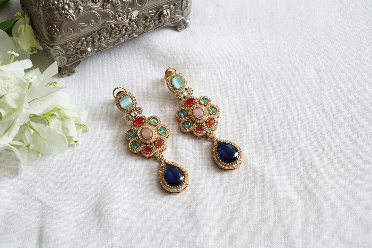 Multi stone polki earrings (1-5488)(KOL)