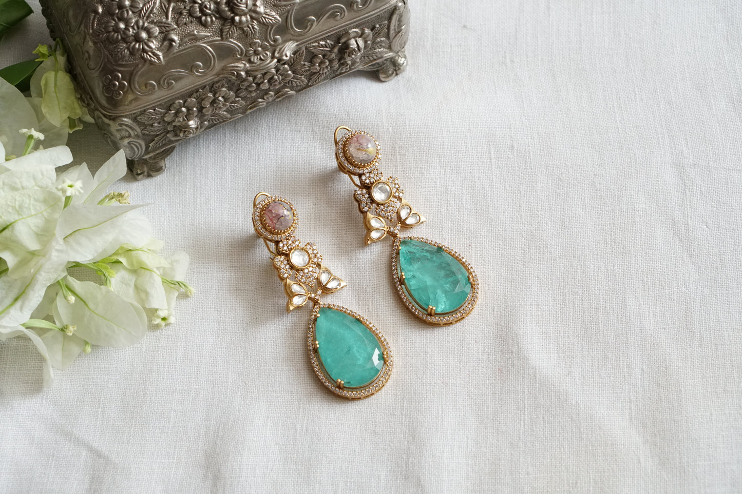Multicolour polki earrings (1-5489)(KOL)