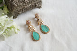 Light green doublet stone polki earrings (1-5489)(KOL)