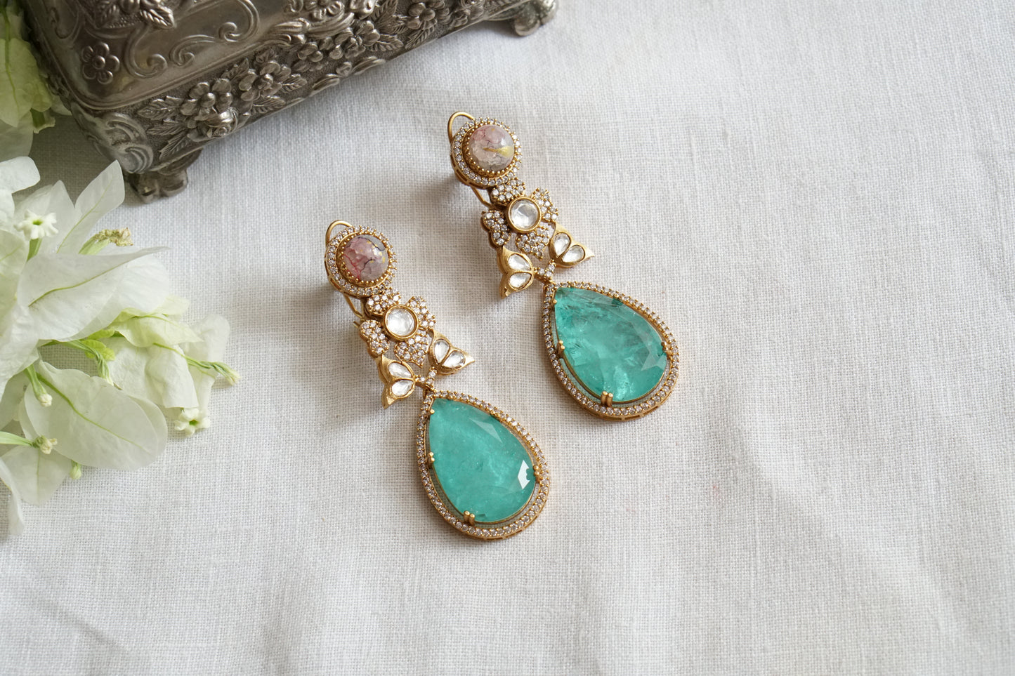 Multicolour polki earrings (1-5489)(KOL)