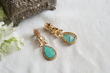 Light green doublet stone polki earrings (1-5489)(KOL)