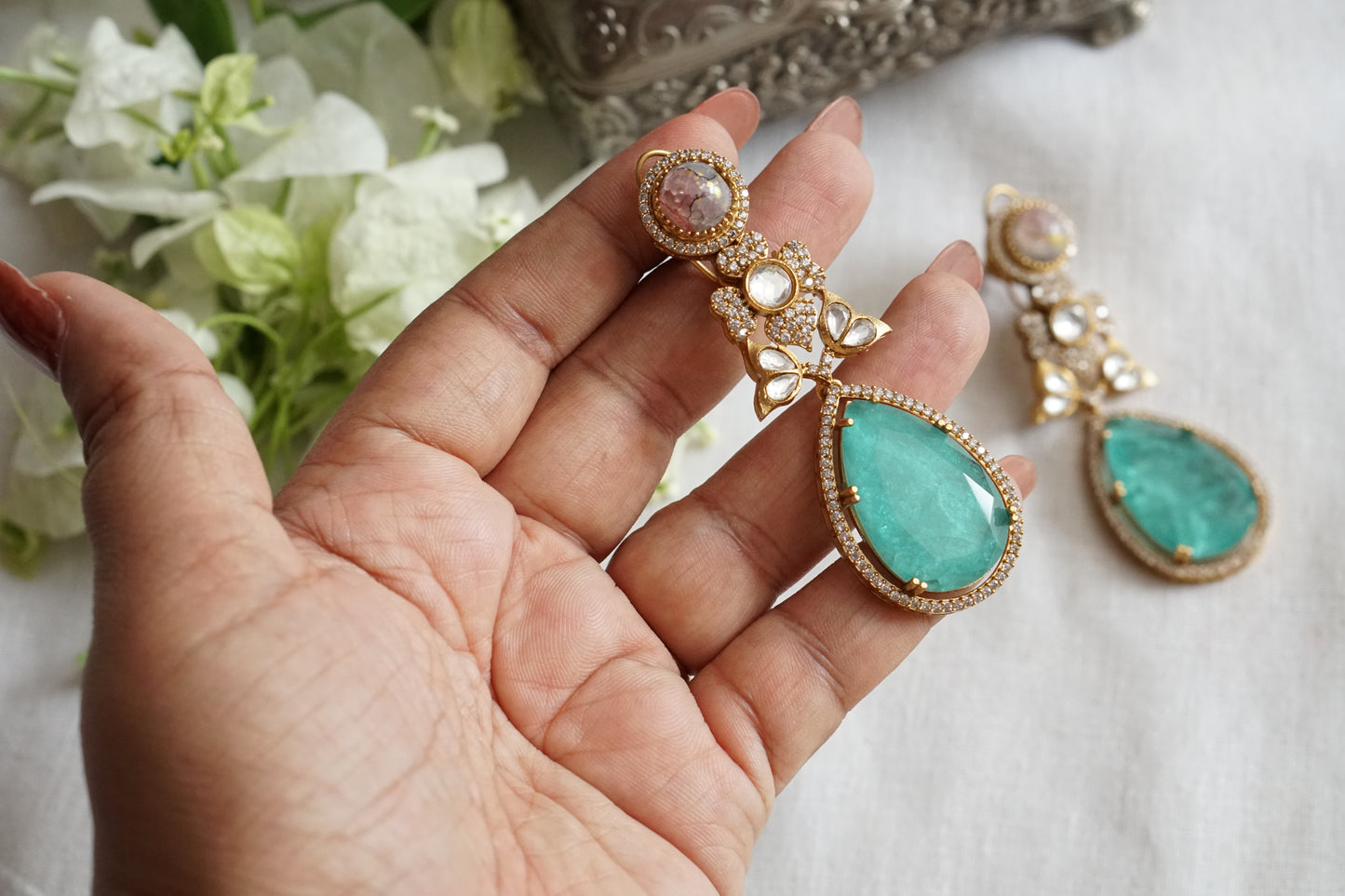 Multicolour polki earrings (1-5489)(KOL)