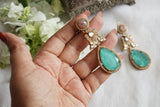 Light green doublet stone polki earrings (1-5489)(KOL)