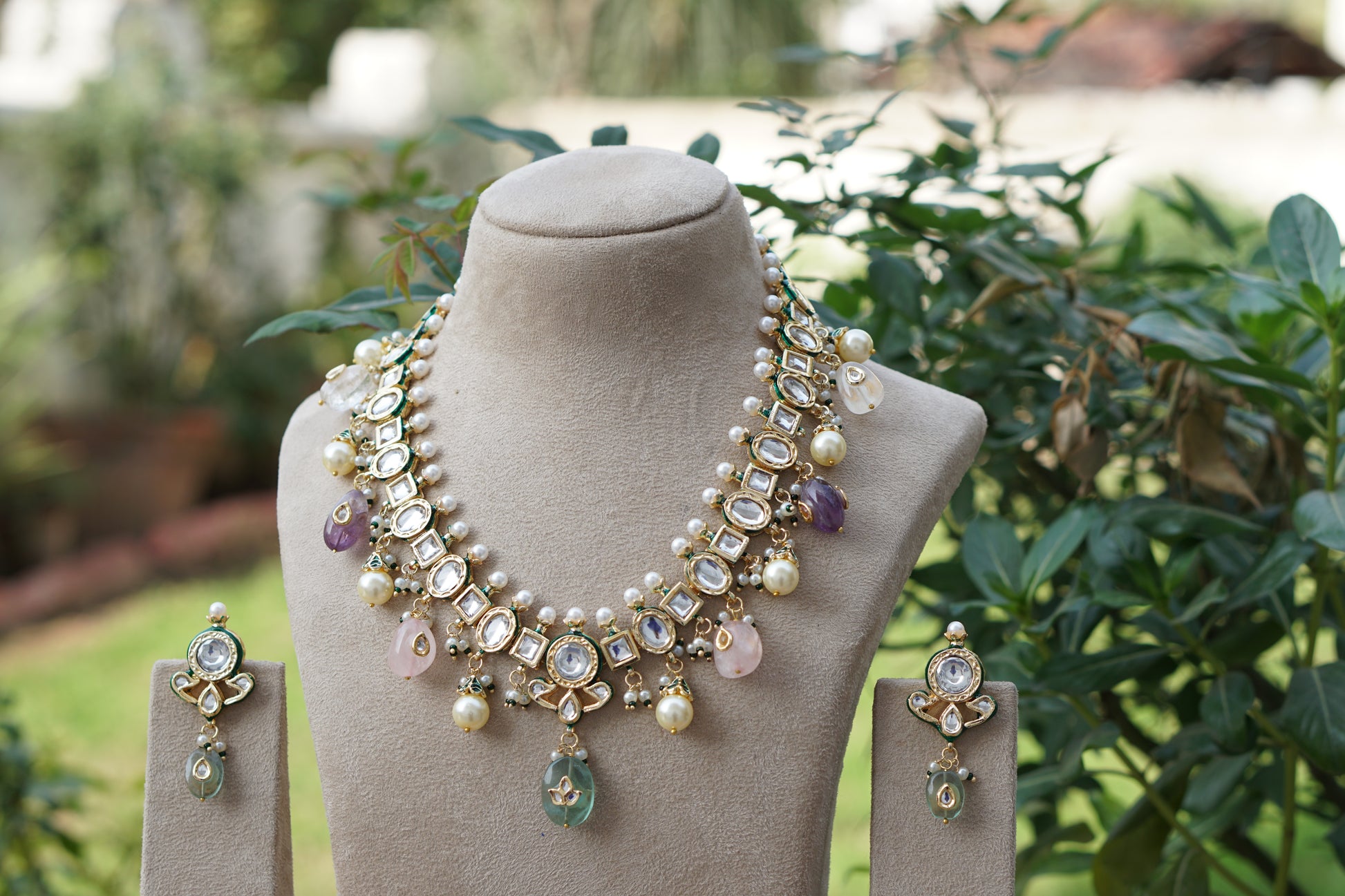 Kundan Necklace Set (4-8789)(B) (Already discounted) - JEWELSTYLE