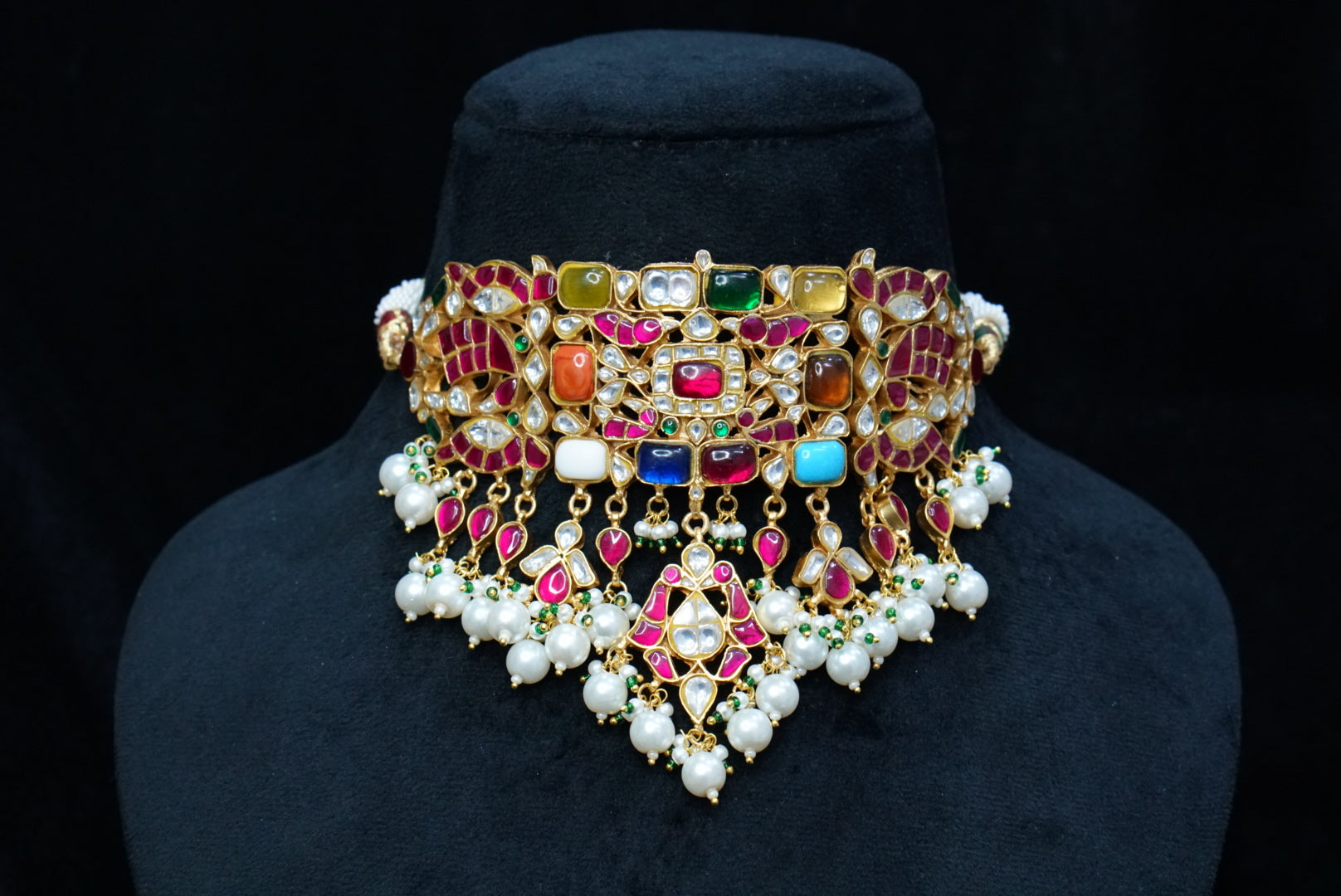 Kundan  Navratan  choker (4-7727)(R)(preorder) - JEWELSTYLE