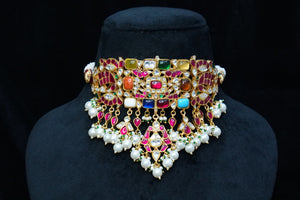 Kundan Polki necklace set (4-5960)(B)