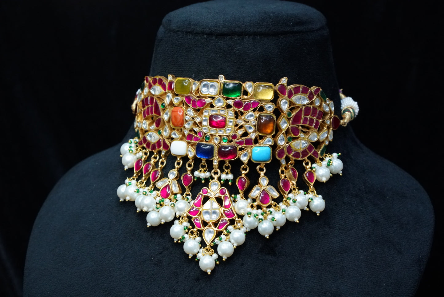 Kundan  Navratan  choker (4-7727)(R)(preorder) - JEWELSTYLE