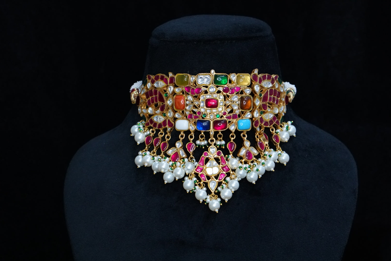 Kundan  Navratan  choker (4-7727)(R)(preorder) - JEWELSTYLE