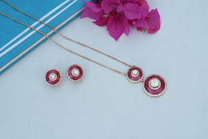 Red Stone Polki pendant Necklace Set (4-7037)(M)