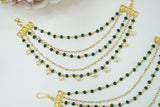 Green Beads EarChain (9-190)