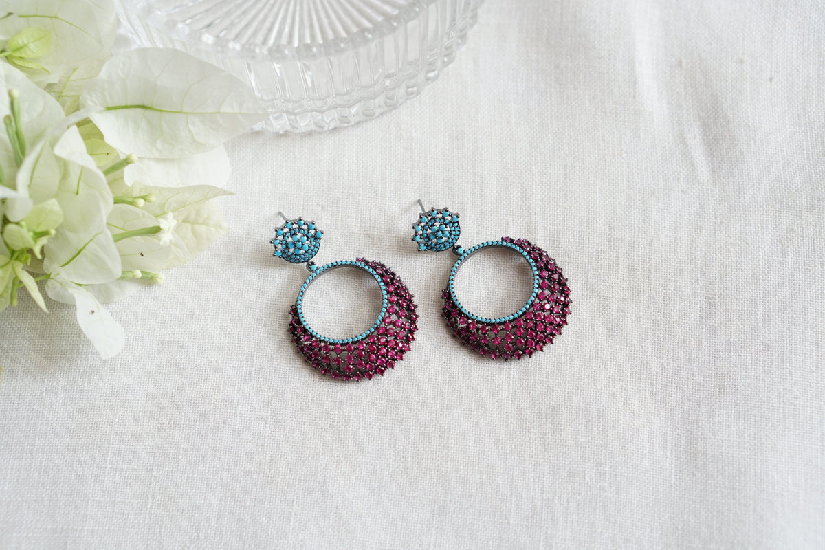 Pink and turqouise Ad Earrings (1-5518)(Ex)