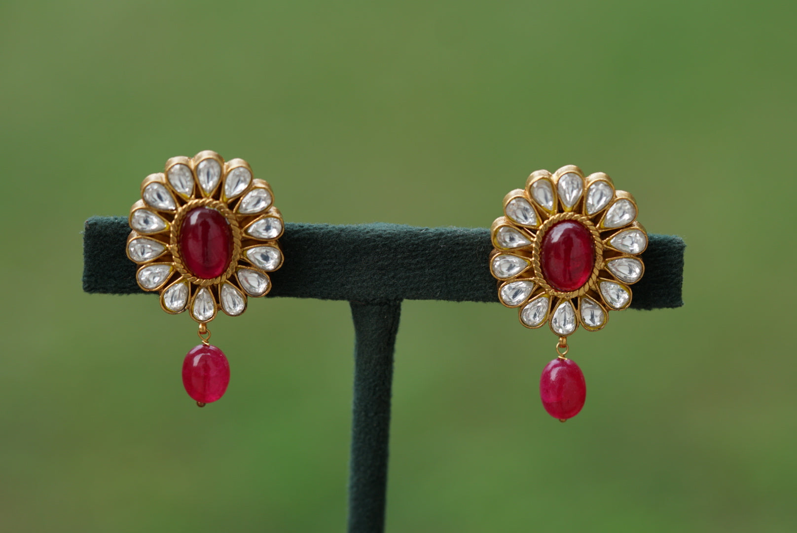 Kundan Navratan pendant necklace set (4-6319)(R)(DISCOUNTED) - JEWELSTYLE
