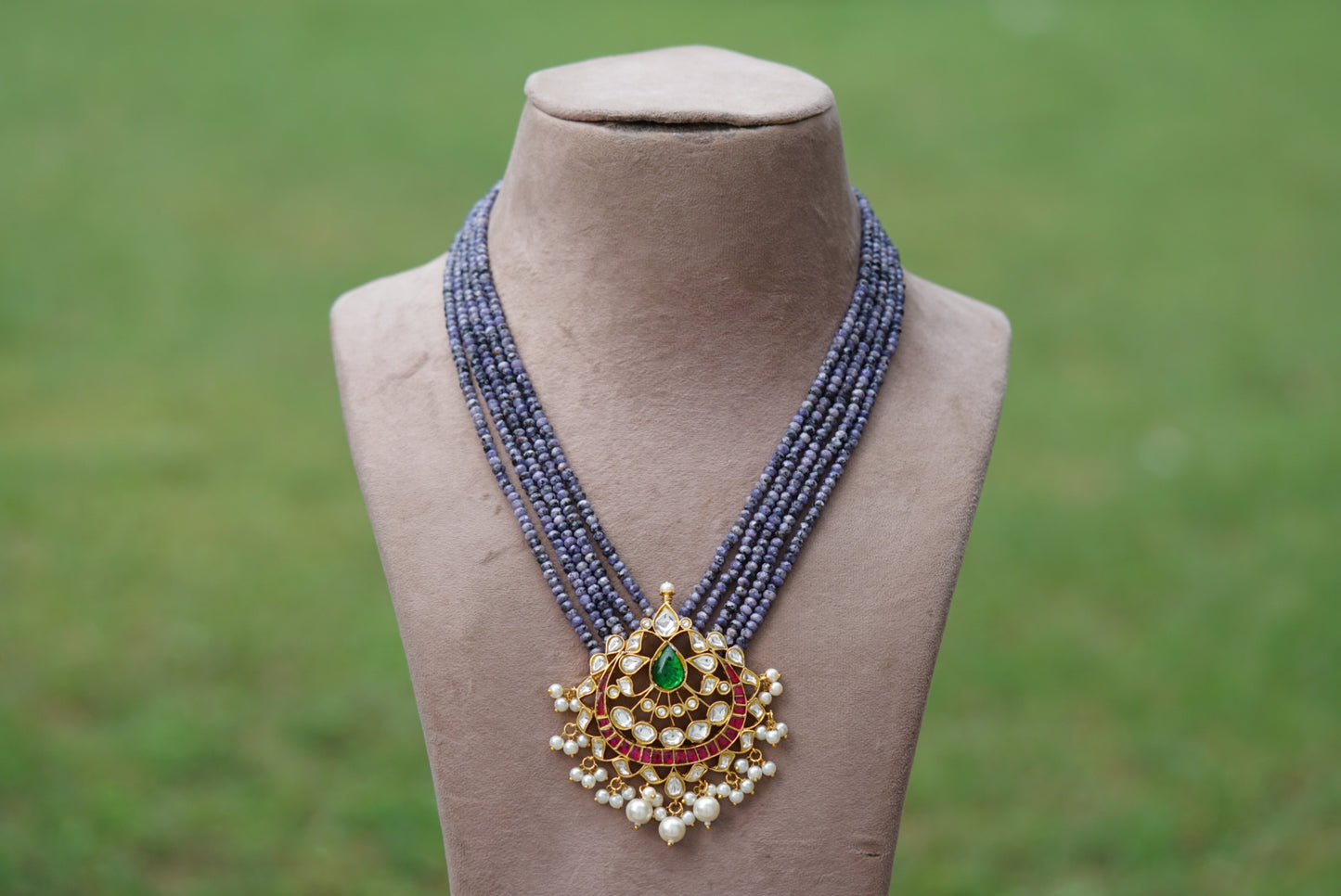 Kundan pendant necklace(4-6323)(R)(preorder delivers in 20days)