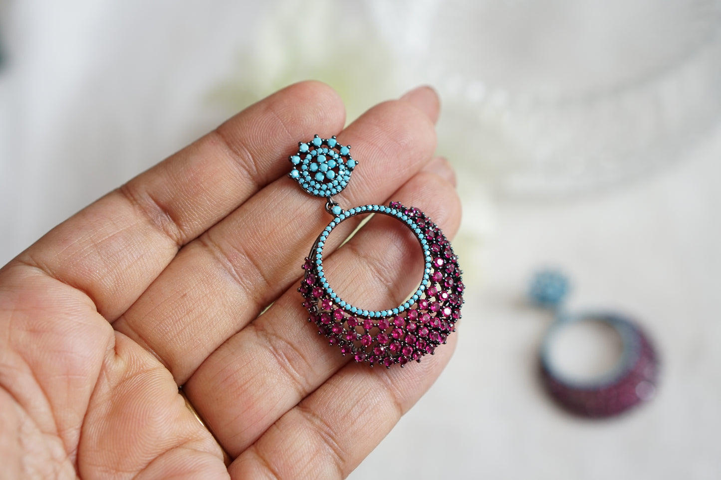 Pink and turqouise Ad Earrings (1-5518)(Ex)