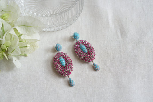 Pink and turqouise Ad Earrings (1-5519)(Ex)(from turkey)