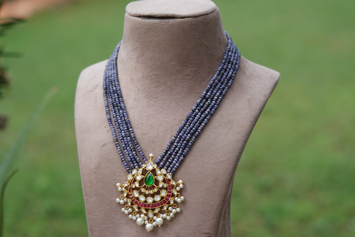 Kundan pendant necklace(4-6323)(R)(preorder delivers in 20days)