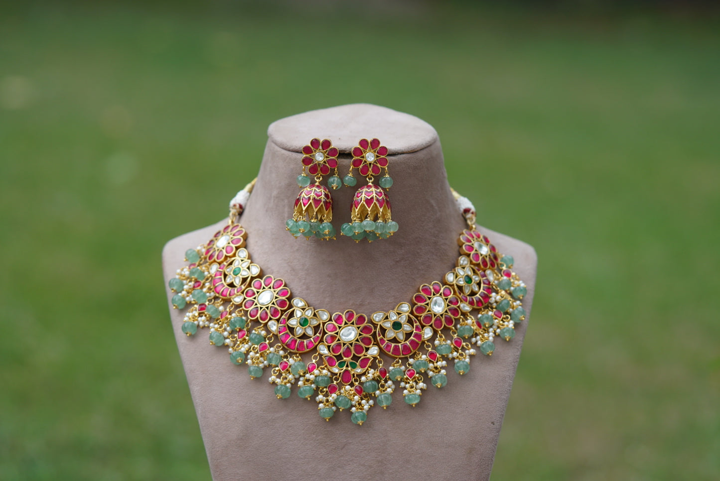 Kundan necklace set (4-5962)(R)(PREORDER)