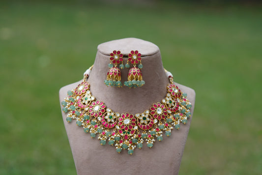 Kundan necklace set (4-5962)(R)(PREORDER)