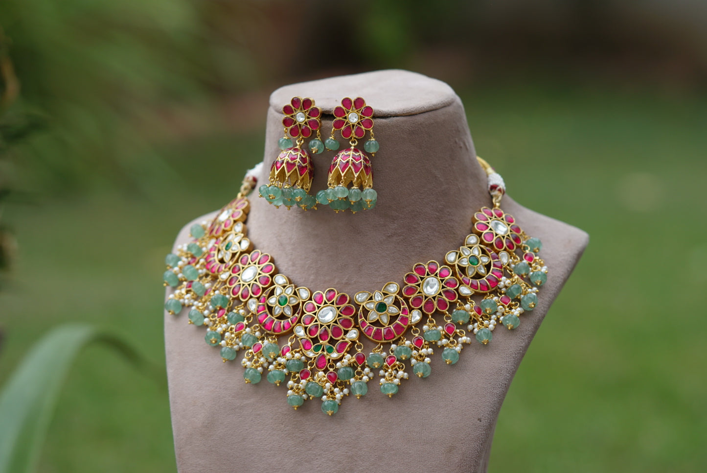 Kundan necklace set (4-5962)(R)(PREORDER)