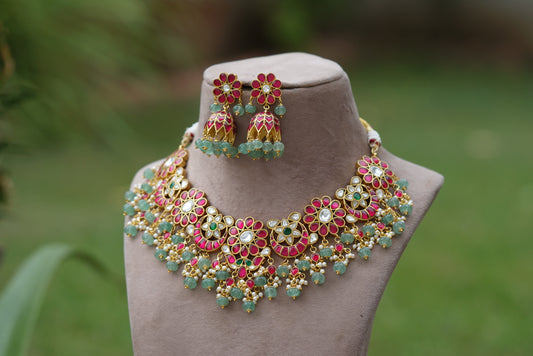 Kundan necklace set (4-5962)(R)(PREORDER)