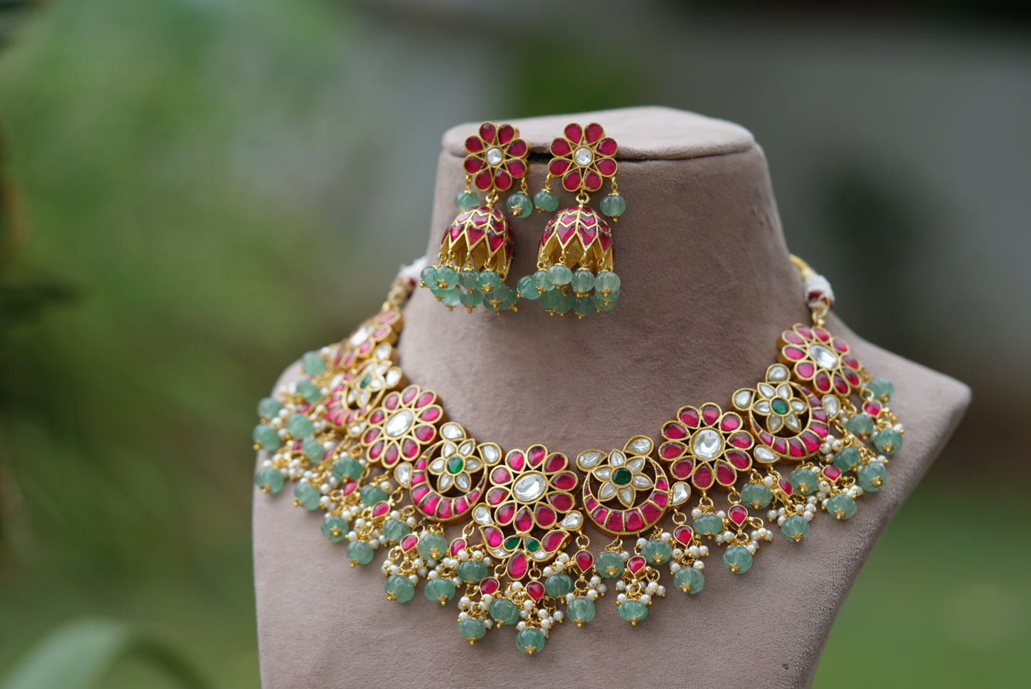 Kundan necklace set (4-5962)(R)(PREORDER)
