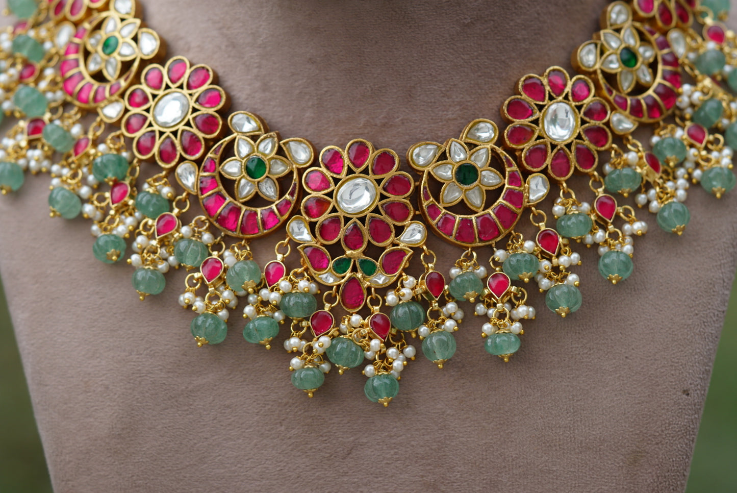 Kundan necklace set (4-5962)(R)(PREORDER)