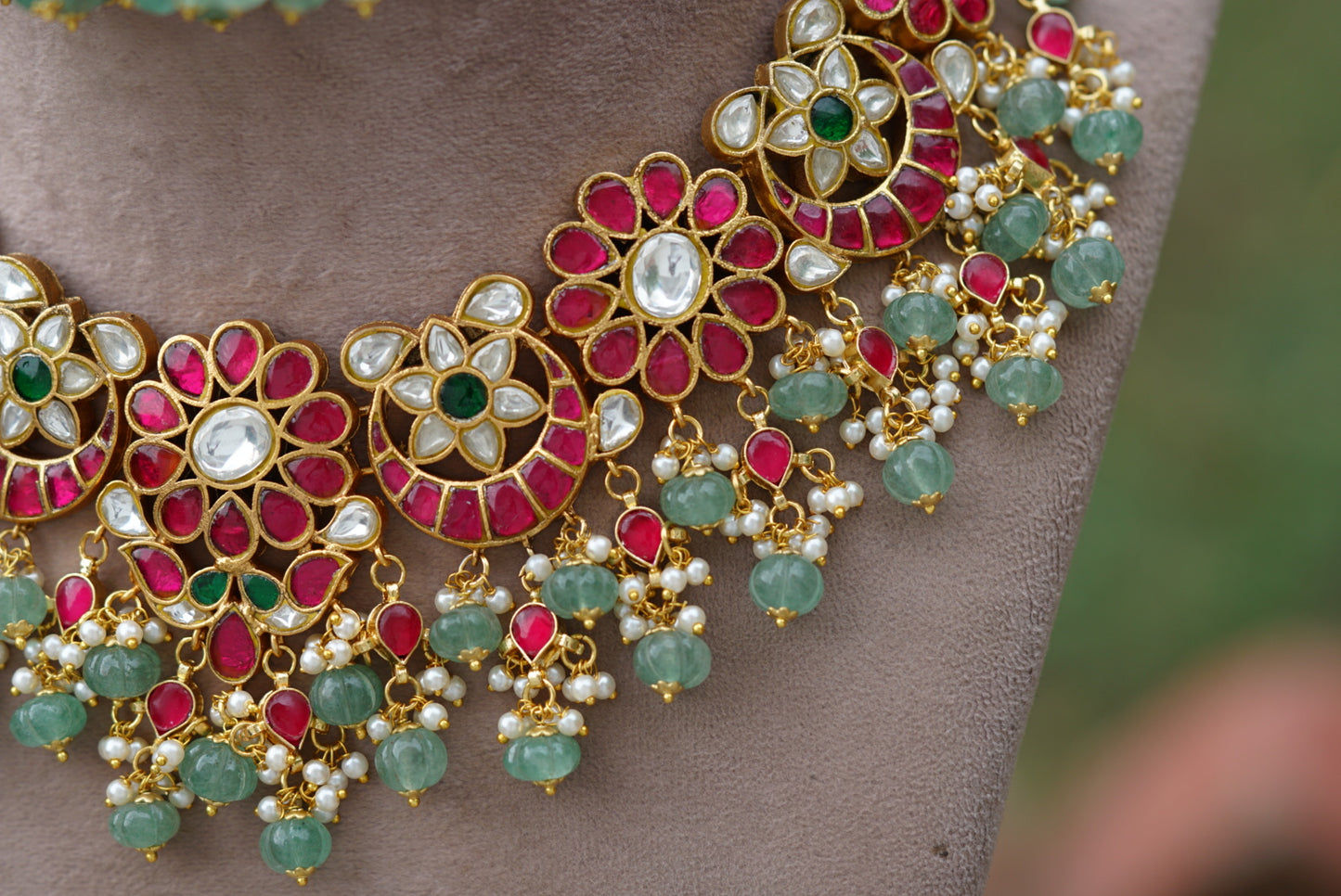 Kundan necklace set (4-5962)(R)(PREORDER)