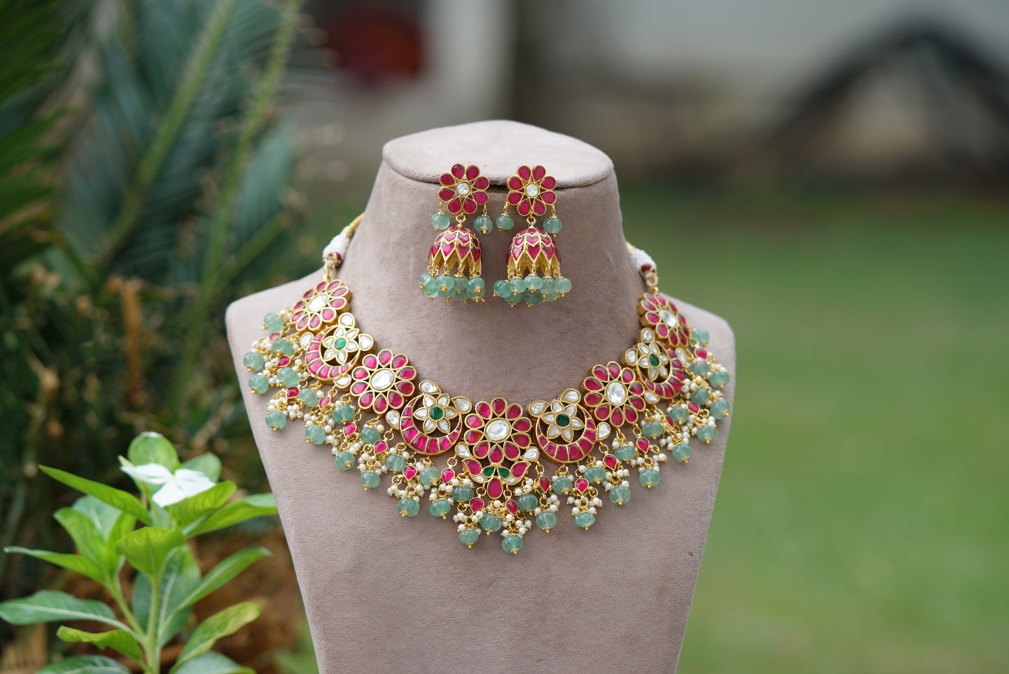 Kundan necklace set (4-5962)(R)(PREORDER)