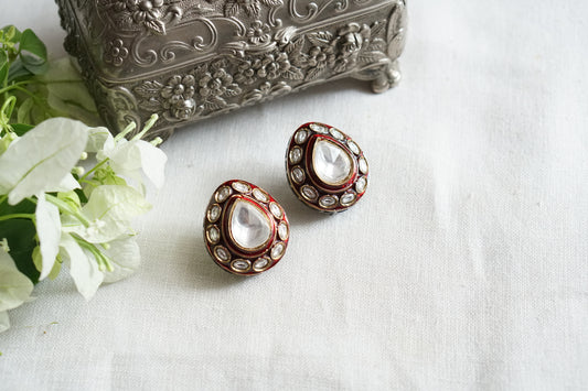 Red Meena Polki Studs (1-5500)(B)