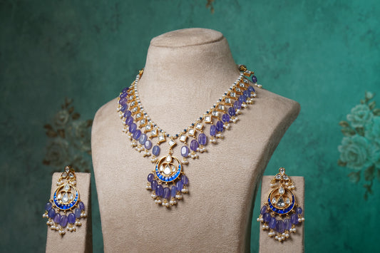 Blue Kundan Necklace Set (4-8813)(R)(Preorder) - JEWELSTYLE