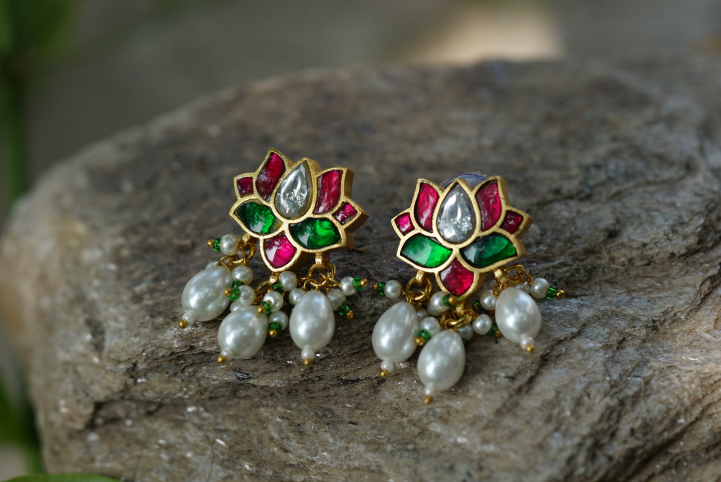 Kundan lotus Earring(1-3301)(S)