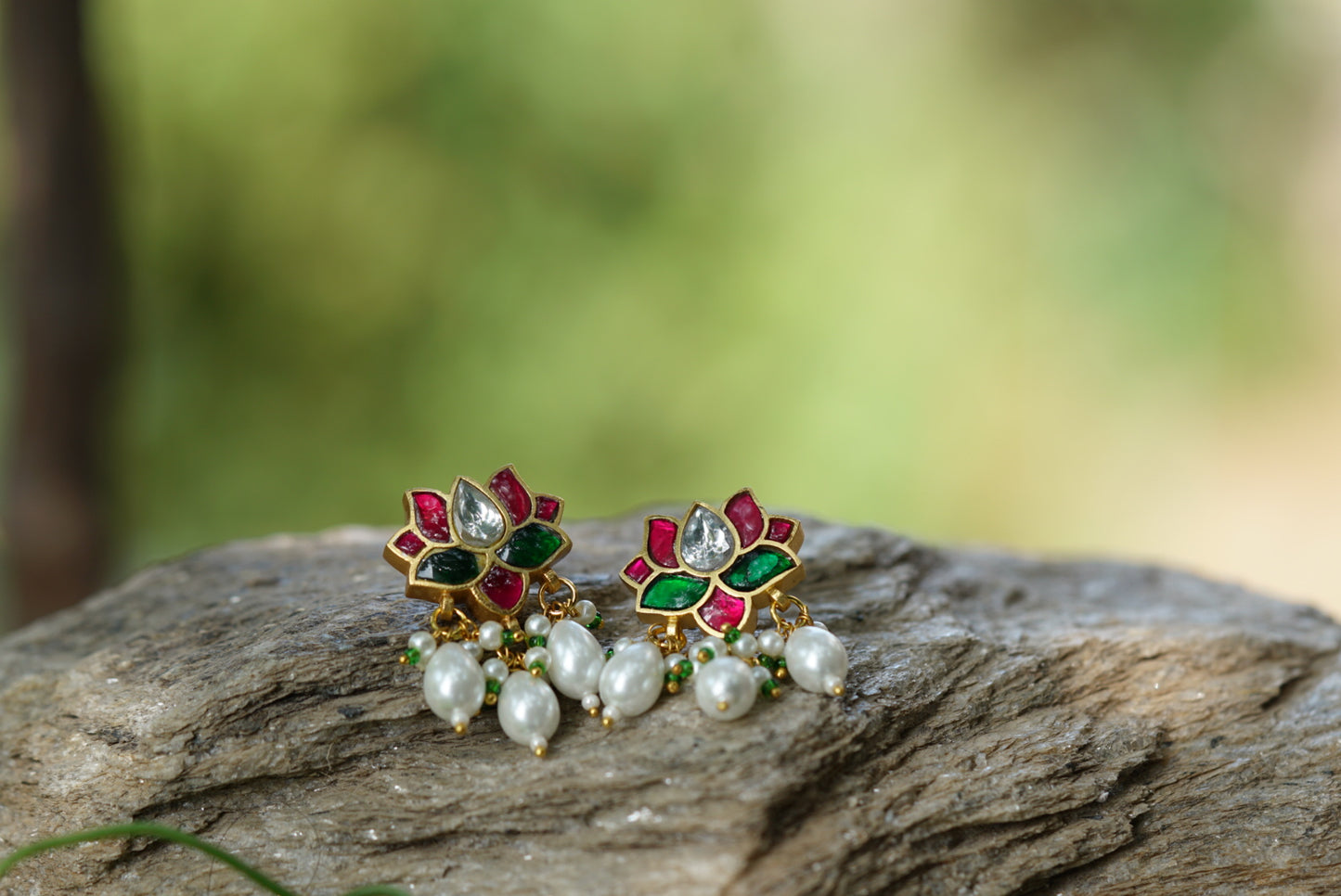 Kundan lotus Earring(1-3301)(S)