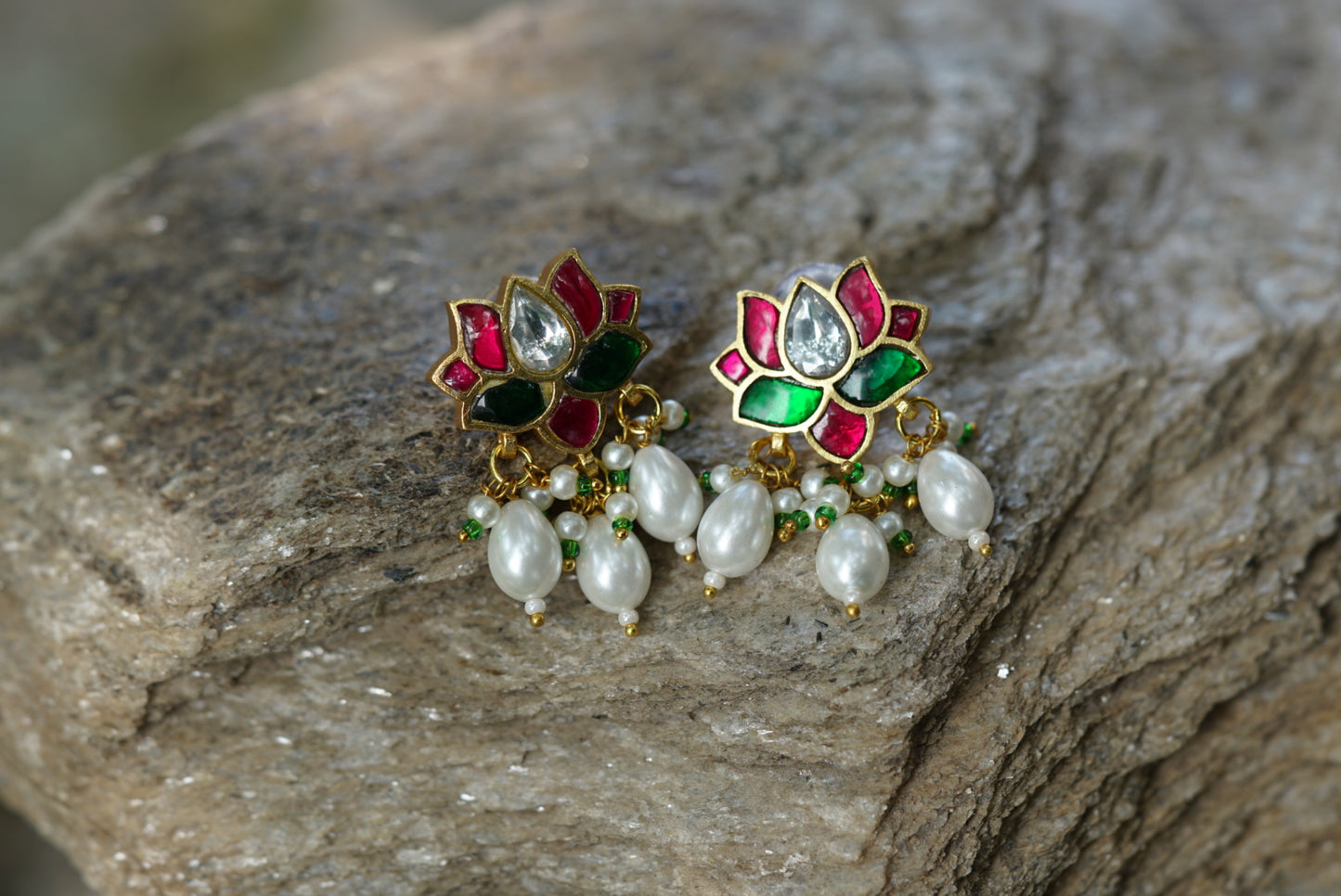 Kundan lotus Earring(1-3301)(S)
