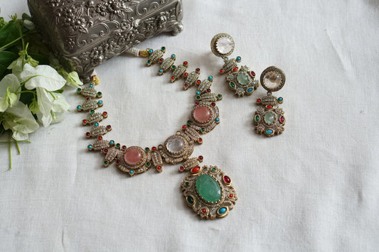 Multi Stone Necklace Set (4-9553)(B)