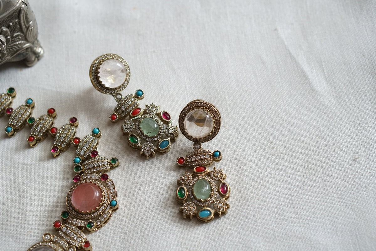 Multi Stone Necklace Set (4-9553)(B)