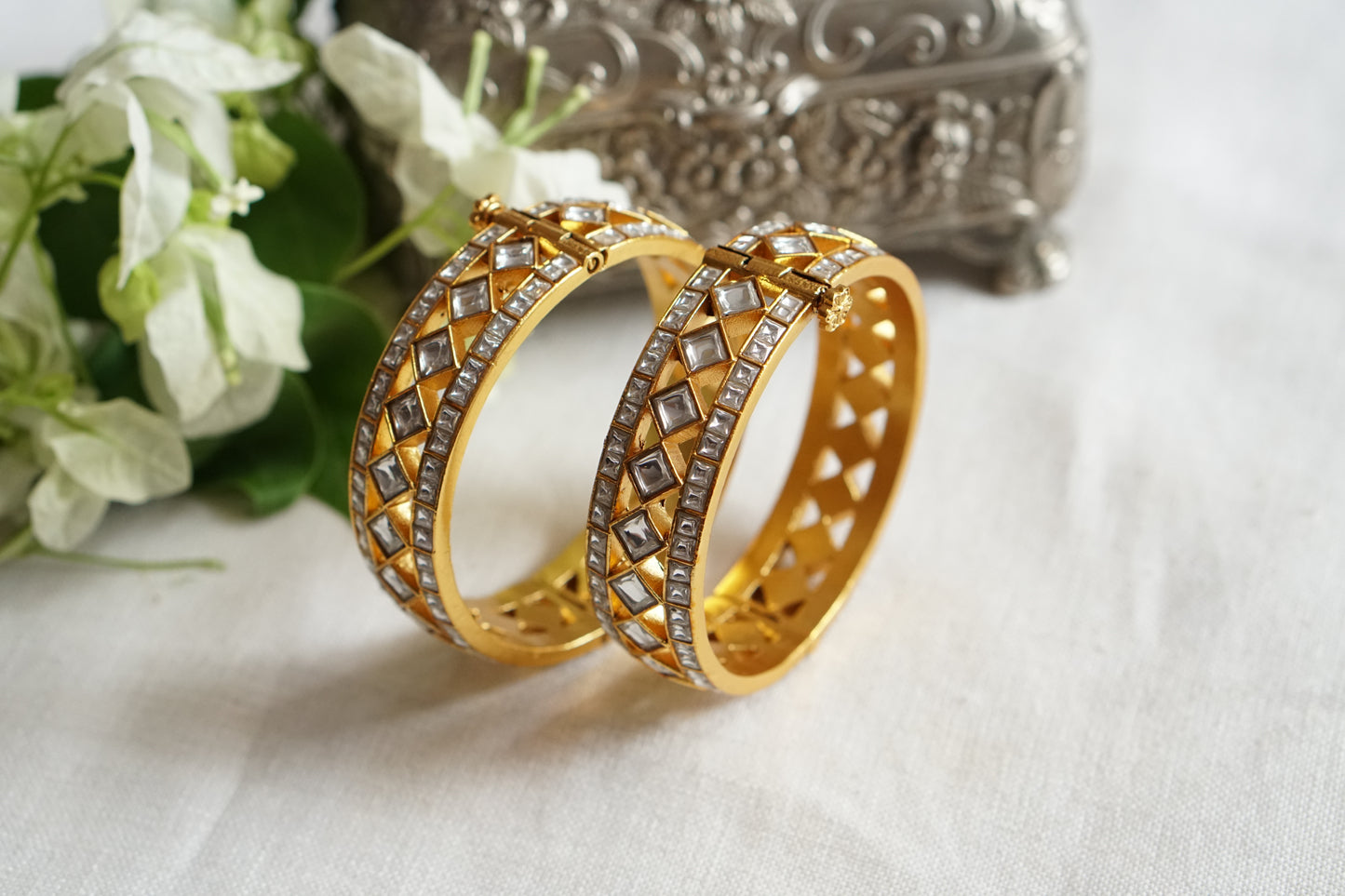 Kundan Stone Bangle (3-502)(R) Openable