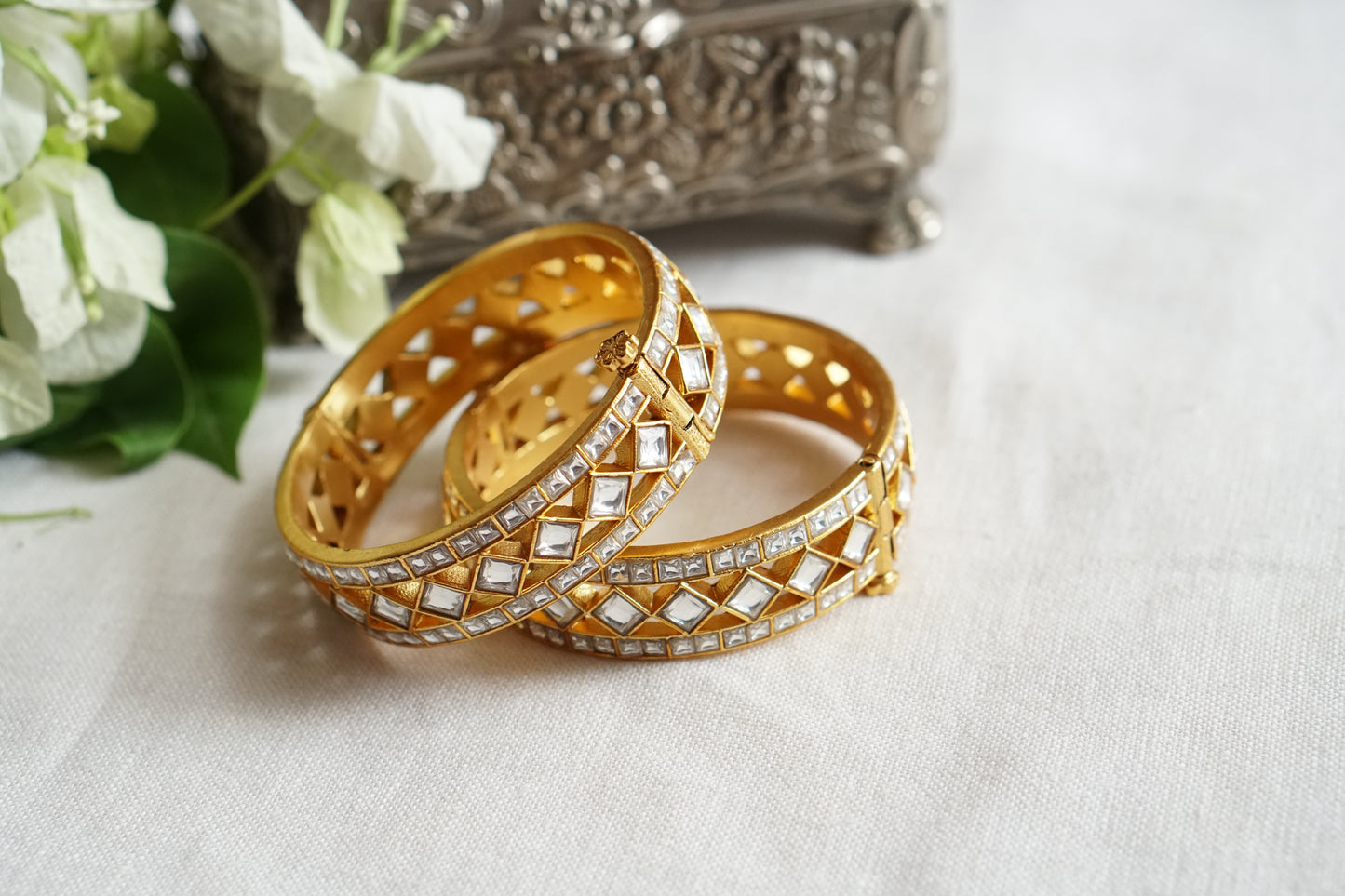 Kundan Stone Bangle (3-502)(R) Openable
