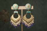 Blue Kundan Chandbali (1-4907)(R)