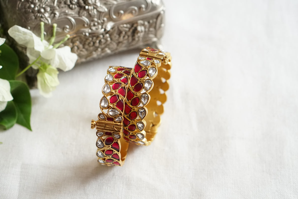 Kundan Stone Bangle (3-504)(R) Openable